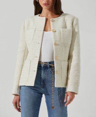 ASTR the Label - Women's Sarae Collarless Button-Front Jacket