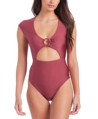 Sanctuary - Women's Cutout Cap-Sleeve One-Piece Swimsuit