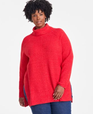 On 34th - Plus Size Turtleneck Waffle-Knit Tunic Sweater