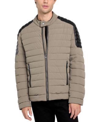 GUESS - Men's Lightweight Quilted Jacket with Moto Detail
