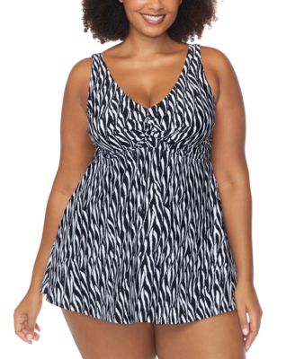 Raisins Curve - Trendy Plus Size Lucia Printed Twist-Front Swimdress