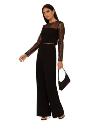 Adrianna - Women's Sequin-Mesh Wide-Leg Jumpsuit