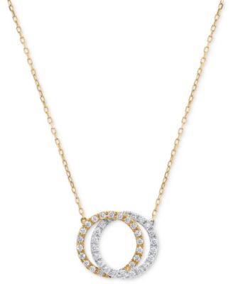 Macy's - Diamond Interlocking Circle Pendant Necklace (1/2 ct. t.w.) in 14k Two-Tone Gold, 16" + 2" extender