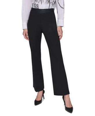 KARL LAGERFELD PARIS - Petite Mid-Rise Logo-Waistband Pants