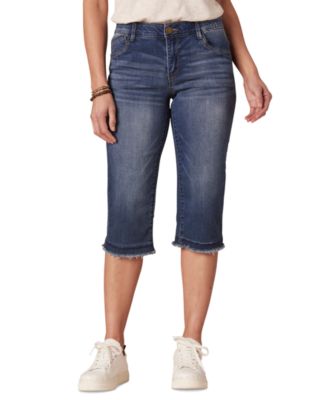 Democracy - Petite Mid-Rise Frayed-Hem Skimmer Jeans