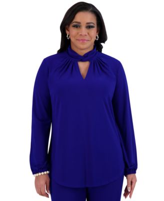 Kasper - Women's Twisted Mock Neck Long-Sleeve Top
