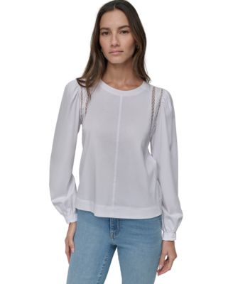 DKNY Jeans - Women's Eyelet-Armhole Puff-Bracelet-Sleeve Top