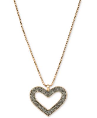 Patricia Nash - Gold-Tone Pav&eacute; & Heart Pendant Necklace, 30" + 3" extender