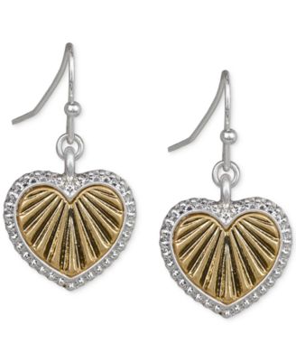 Patricia Nash - Two-Tone Textured Heart Drop Earrings