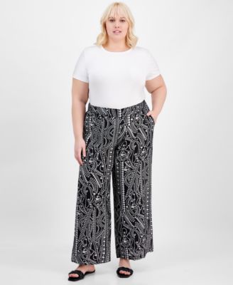 I.N.C. International Concepts - Plus Size Floral-Print Wide-Leg Pants