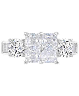 Macy's - Cubic Zirconia Mixed Cut Quad Cluster Bridal Set in Sterling Silver