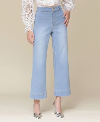 Avec Les Filles - Women's Wide-Leg Double-Button Jeans
