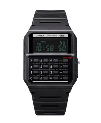 Casio - Unisex Digital Calculator Black Resin Strap Watch 34mm