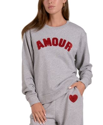 Elan - Women's Cotton Amour Graphic Crewneck Long-Sleeve Sweatshirt