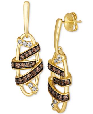 Le Vian - Chocolate Diamond&reg; (5/8 ct. t.w.) & Nude Diamond™ (1/6 ct. t.w.) Wrapped Drop Earrings in 14k Honey Gold