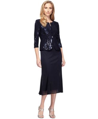 Alex Evenings - Sleeveless Sequin Midi Dress and Jacket