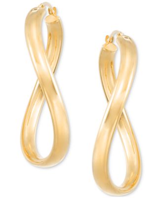 Signature Gold - Polished Wavy Oval Drop Earrings in 14k Gold Over Resin