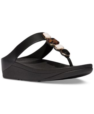 FitFlop - Women's Fino Multi-Stone Leather Wedge Sandals