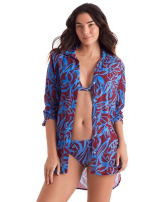 Mimi Flamingo - Women's Laguna Cotton Cover-Up Shirt