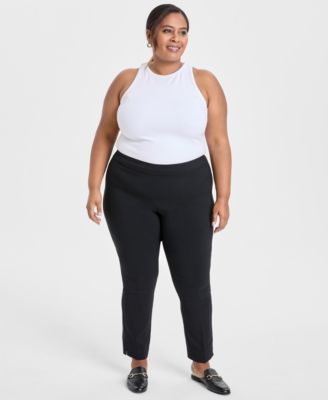 JM Collection - Plus Size Solid Stretch Pull-On Cambridge Pants