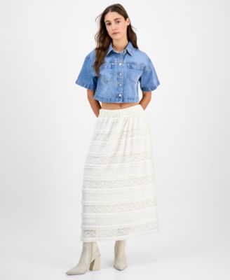 And Now This - Women's Ruffled Lace Maxi Skirt