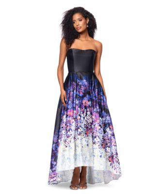 Betsy & Adam - Petite Strapless High-Low Ball Gown