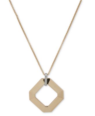 KARL LAGERFELD PARIS - Two-Tone Faceted Geometric 36" Adjustable Pendant Necklace