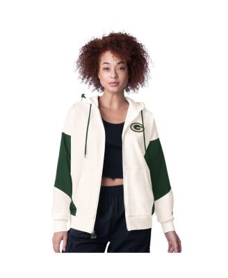 Starter - Women's White Green Bay Packers Scrimmage Full-Zip Hoodie
