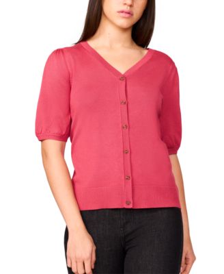 Melissa Paige - Women's Puff-Sleeve V-Neck Cardigan
