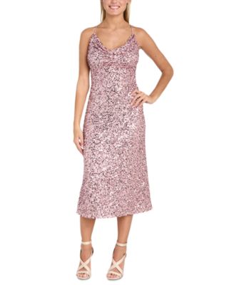 Morgan & Company - Juniors' Sequined Tie-Back Midi Dress