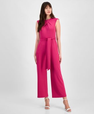 Tahari ASL - Petite Tie-Waist Sleeveless Wide-Leg Jumpsuit