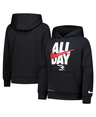 Nike 3BRAND by Russell Wilson - Big Boys and Girls 3BRAND by Russell Wilson Black All Day Performance Raglan Pullover Hoodie