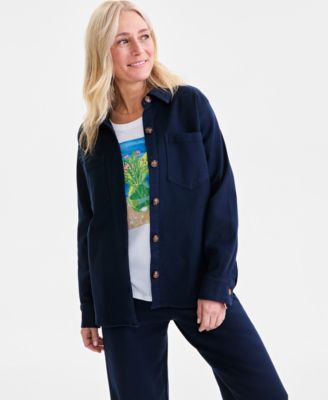 Style & Co - Petite Dobby Long-Sleeve Button-Front Shacket