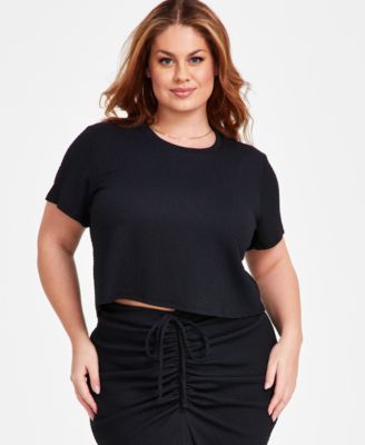 Nina Parker - Plus Size Textured Short-Sleeve Relaxed Top
