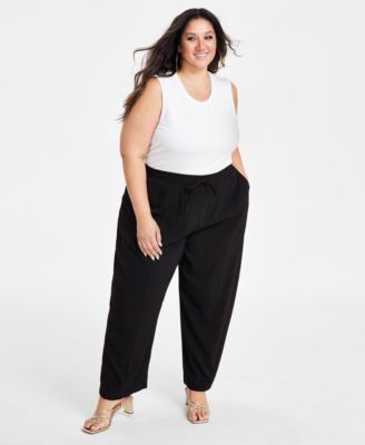 Nina Parker - Plus Size Drawstring-Waist Wide-Leg Pants