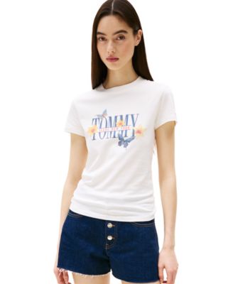 Tommy Jeans - Women's Cotton Slim Fit Butterfly Graphic Tee