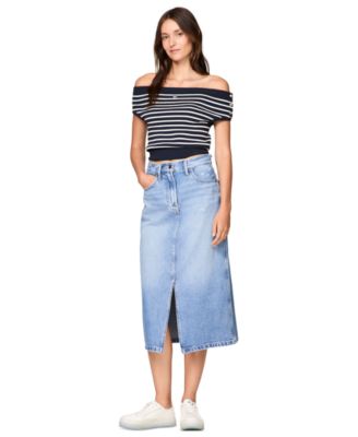Tommy Jeans - Women's Claire Front-Slit Midi Denim Skirt