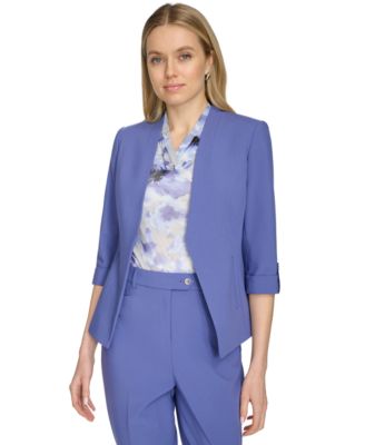 Calvin Klein - Petite Stand-Collar Open-Front 3/4-Sleeve Jacket