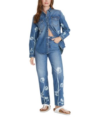 Driftwood - Women's Riley High-Rise Straight Jeans X Phantom Flowers