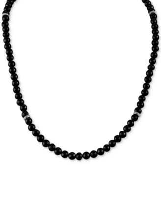Esquire Men's Jewelry - Black Onyx Bead 22" Necklace in Sterling Silver