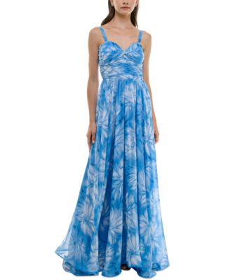 Taylor - Women's Printed Ruched Sleeveless Gown