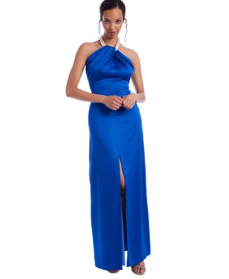 Jewel Badgley Mischka - Women's Faux-Pearl Halter Gown