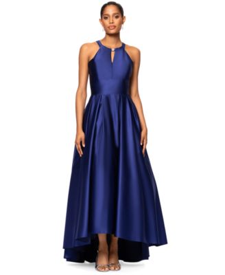 B&A By Betsy and Adam - Petite High-Low Sleeveless Halter Gown