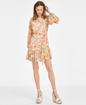 Taylor - Women's Printed Button-Front Long-Sleeve Dress