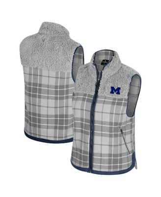 Colosseum - Women's Gray Michigan Wolverines Matilda Sherpa Plaid Full-Zip Vest