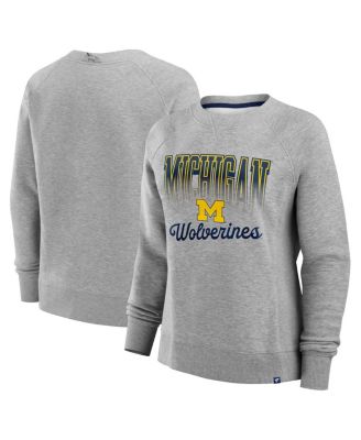 Fanatics - Women's Heather Gray Michigan Wolverines Training Camp Hit Hard Fleece Pullover Sweatshirt
