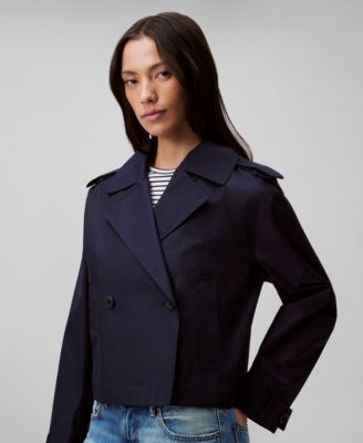 Calvin Klein - Women's Cropped Double-Breasted Trench Coat