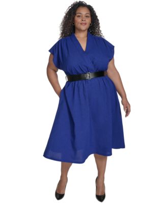 Calvin Klein - Plus Size Belted Midi Dress