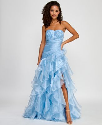 Say Yes - Juniors' Ruffled Strapless Ball Gown