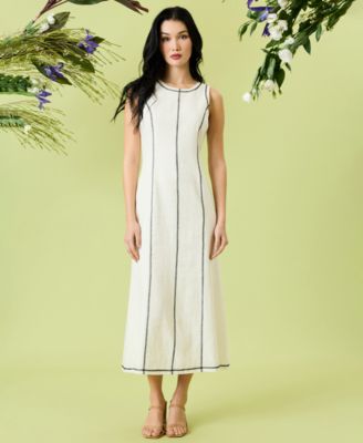 Donna Morgan - Women's Linen-Blend A-Line Dress